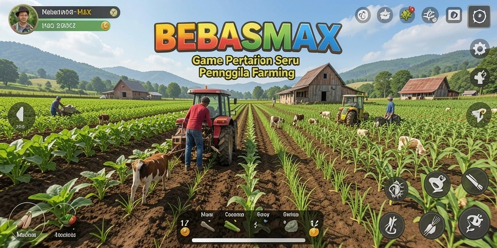 Gameplay menarik di BEBASMAX dengan aktivitas bertani.