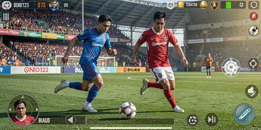Tampilan gameplay BENTO123 yang memukau dalam aksi sepak bola.