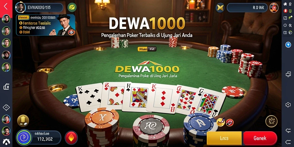 Tampilan gameplay Poker yang memukau di DEWA1000.