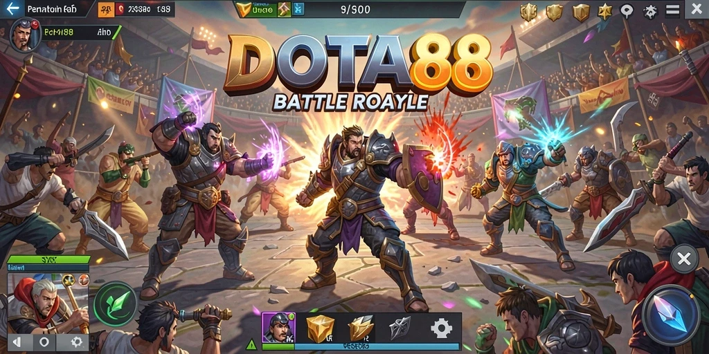 Screenshot utama DOTA88 menampilkan aksi seru dalam Battle Royale.