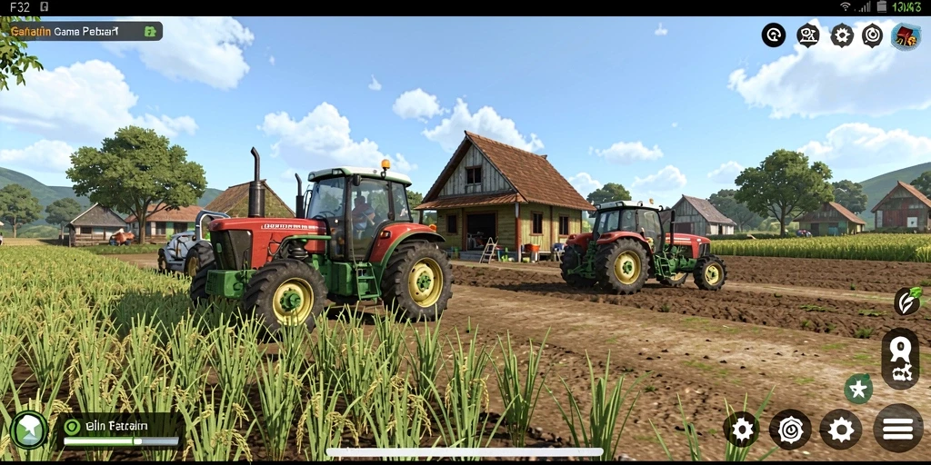 Gameplay F32 yang mengasyikkan dalam dunia pertanian.