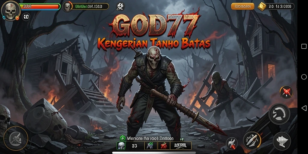 Gameplay menakutkan yang menggambarkan kengerian di dunia <strong>GOD77</strong>.