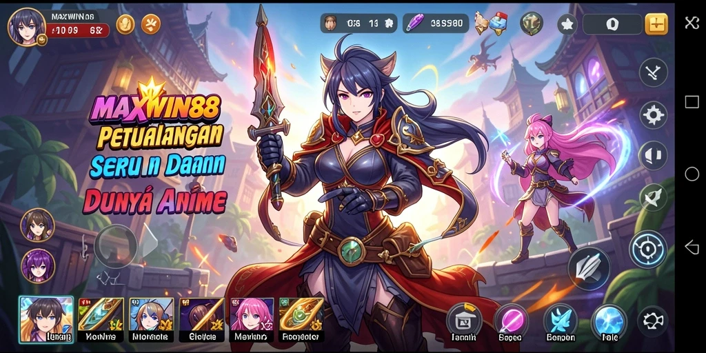 Screenshot gameplay MAXWIN88 yang menampilkan aksi seru para karakter anime.