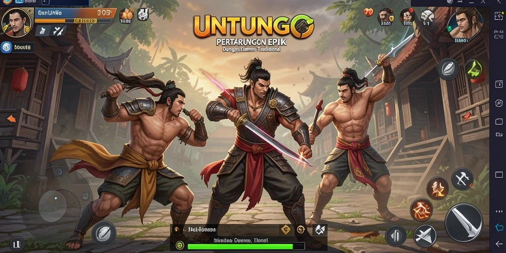 Gameplay UNTUNGGO yang mendebarkan di arena pertarungan.